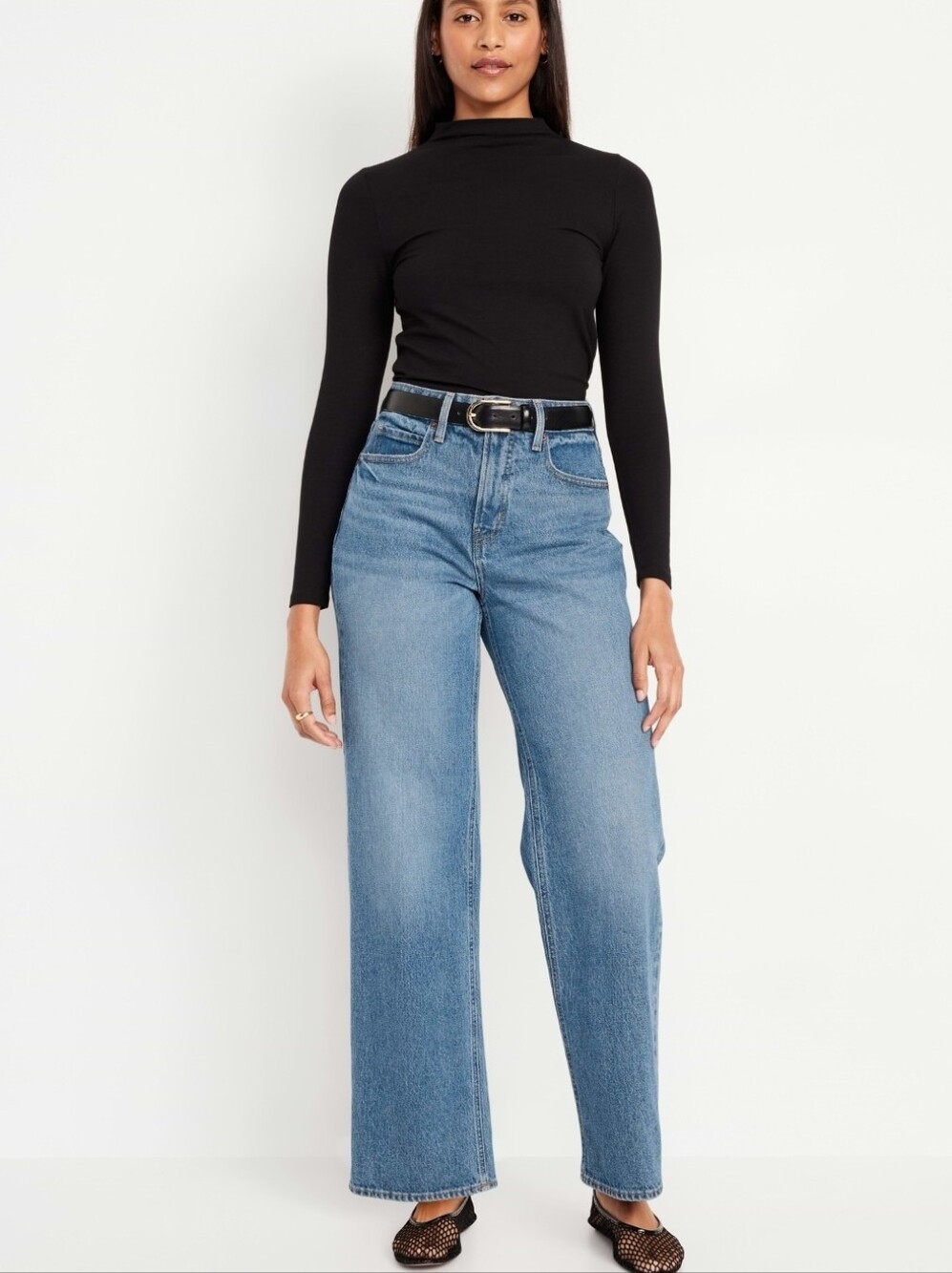 Old Navy Women's Curved Wide leg Jeans in Blue Denim 12- Petite